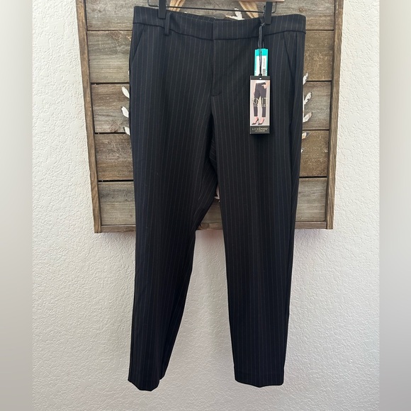 Stitch Fix Renee Liverpool Black Pinstripe Pants size‎ 12 NWT - Picture 1 of 11